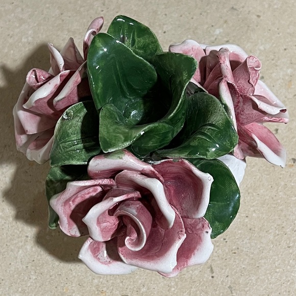 Vintage Lanzarin Handmade Italy Sculpted Roses Basket Candleholder Beautiful! - Picture 2 of 11